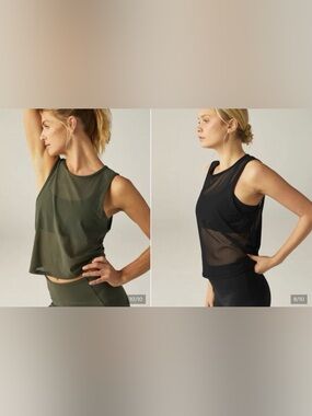 BEYOND YOGA SHOW OFF MESH TANKS SET of 2 (Green & Black) Medium